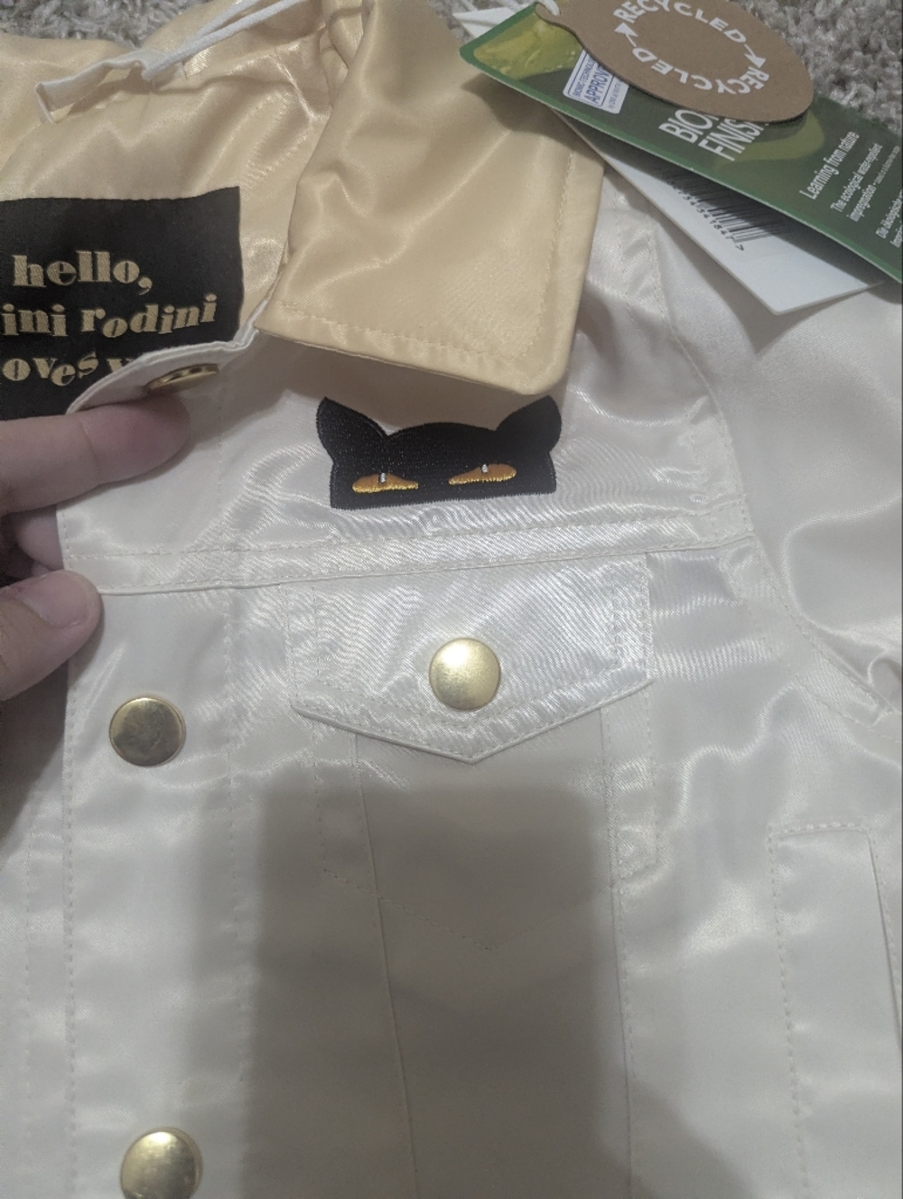 Mini Rodini The Cat Tells All Satin Jacket NWT - Picture 2 of 5